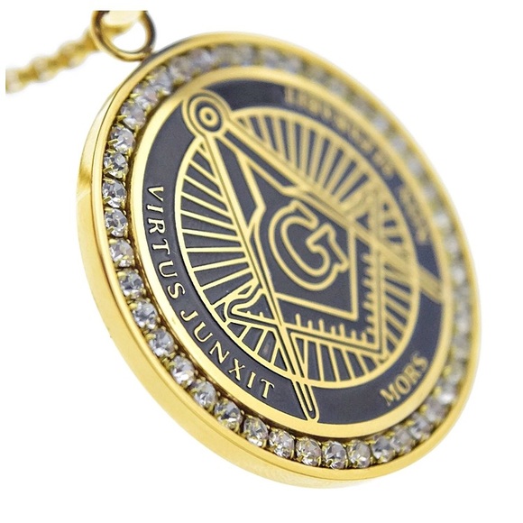 Mason Pendant Masonic Gold Tone24” Stainless Steel - Picture 2 of 5